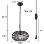 YLONG-ZS Round Pendant Light Hanging Lantern Lighting Fixture for Kitchen and Dining Room, Industrial Retro Iron Chandelier Fixture,E26 Base, Black (Bulbs Not Included)