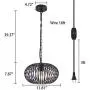 YLONG-ZS Round Pendant Light Hanging Lantern Lighting Fixture for Kitchen and Dining Room, Industrial Retro Iron Chandelier Fixture,E26 Base, Black (Bulbs Not Included)