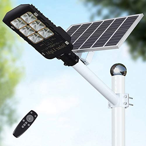 150W Motion Sensor Solar Street Lights Outdoor Lamp, Dusk to Dawn Wall Mount Security Light with Remote Control, 432 LED, Waterproof, for Street, Road, Yard and Pathway