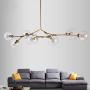 LUOLAX Modern Pendant Light Glass Chandelier with 7 Lights Fixture Hanging Flush Mount (7 Heads Gold -Clear)