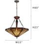 Capulina Tiffany Dining Table Lights, 3-Light Hanging Tiffany Style Lamp, 22 Inch Wide Stained Glass Dining Room Lights, Pendant Lights, Mission Style Tiffany Hanging Light