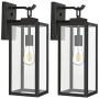 Outdoor Wall Lantern with Dusk to Dawn Photocell, LED Bulb Included, Matte Black Wall Light Fixtures, Architectural Wall Sconce with Clear Glass Shade for Entryway,Porch,Doorway,ETL-2 Pack