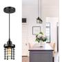 3 Packs Unique Industrial Pendant Lighting, Mini Ceiling Vintage Metal Hanging Lamp Fixture, Adjustable Retro Pendant Light Black for Kitchen Island Counter Dining Room Restaurant Bedroom, E26 Base