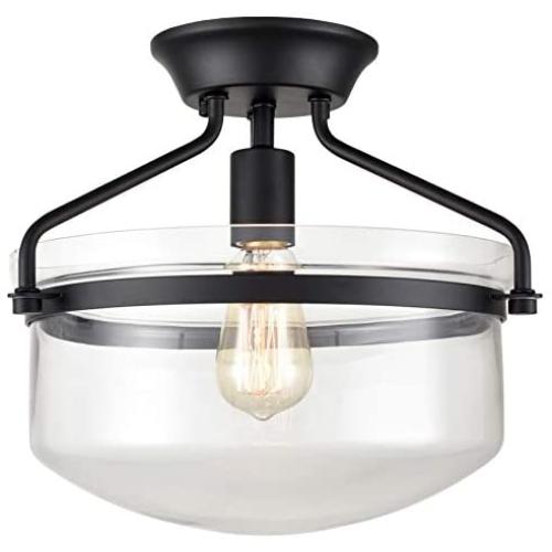 Dazhuan Semi Flush Ceiling Lights Modern Farmhouse Glass Kitchen Ceiling Fixture, Black