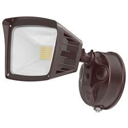 JJC Security Lights Outdoor Flood Light LED Dusk to Dawn Photocell Sensor Waterproof 28W(250W Equiv.)5000K-Daylight 3400LM DLC Certified&ETL-Listed Brown