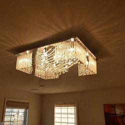 Munsinn Crystal Raindrop Chandelier Modern Lighting Flush Mount LED Ceiling Light Fixture Pendant Lamp for Dining Room Bathroom Bedroom Livingroom