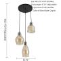 KALRI Vintage Kitchen Island Cognac Glass Chandelier Pendant Lighting Fixture with 3-Light, Antique Black Finish Ceiling Lights for Dining Room, Cafe, Bar (Style2-3)