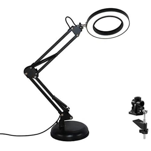 LED Desk Lamp with usb charging port Interchangeable Base Or Clamp, Multi-Joint, Adjustable Arm, Eye-Caring Reading Lamp for Bedroom, Study Room &Office (Black)