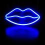 JYWJ Lip Blue Neon Sign,USB or 3-AA Battery Powered Neon Light,LED Lights Table Decoration,Girls Boy Bedroom Wall Decoration,Kids Birthday Gift,Wedding Party Supplies Business Gifts Neon Signs