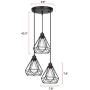 Farmhouse Black Pendant Lighting 3-Light Industrial Modern Hanging Lighting Fixtures for Dining Room Bedroom Kitchen Living Room Hallway Foyer Bar ( Diamond Lampshade )