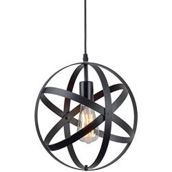 ZZ Joakoah Vintage Industrial Spherical Pendant Light, Metal Globe Ceiling Light Displays Changeable Hanging Light Fixture for Kitchen Island Dining Table Bedroom Hallway.