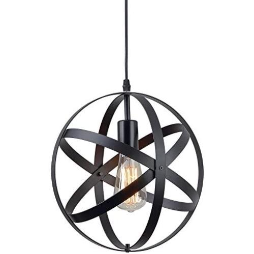 ZZ Joakoah Vintage Industrial Spherical Pendant Light, Metal Globe Ceiling Light Displays Changeable Hanging Light Fixture for Kitchen Island Dining Table Bedroom Hallway.