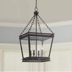 James Bronze Foyer Pendant Chandelier 15 3/4'' Wide Farmhouse Rustic Lantern Clear Glass 4-Light Fixture for Dining Room House Kitchen Island Entryway Bedroom - Franklin Iron Works