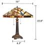 Capulina Tiffany Table Light, 2 Light Tiffany Style Table Lamp, Stained Glass Table Lamp, 16 Inches Wide Tiffany Style Desk Lamp, Mission Style Tiffany Glass Table lamp for Living Room, Bedroom