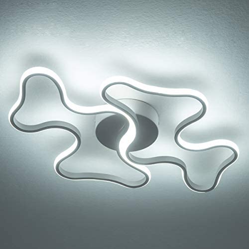 Modern LED Ceiling Light Not Dimmable Creative Ceiling Lamp Cool White 6000K Flush Mount Light Fixture for Living Room Bedroom Dining Room Kitchen, CRI>80, White, by HL