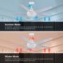 Ceiling Fan with Lights, CJOY 53 Inch Modern Ceiling Fan with 5 Reversible Blades, 3000K, Remote Controls, for Indoor, White