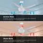 Ceiling Fan with Lights, CJOY 53 Inch Modern Ceiling Fan with 5 Reversible Blades, 3000K, Remote Controls, for Indoor, White
