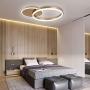 Modern Ceiling Lamp Dimmable LED Flush Mount Ceiling Light Brushed Aluminum 2 Rings Ceiling Light Fixture for Living Room Dining Room Kids Room (Gold)