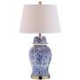 JONATHAN Y JYL3008A Ellis 29.5'' Ceramic LED Table Lamp Traditional for Bedroom, Living Room, Office, College Dorm, Coffee Table, Bookcase, Blue/White