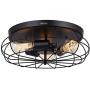 Semi Flush Mount Ceiling Light Fixtures Industrial Rustic Metal Cage 3-Light Kitchen Light Fixture for Hallway Bedroom Farmhouse (Bulbs not Included)