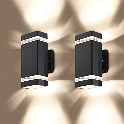 LMP 2 Pack LED Square Up and Down Lights Outdoor Wall Light，Body in Aluminum Waterproof Outdoor Wall Lamps，3000k 5W with Certificate ETL…