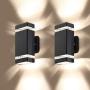 LMP 2 Pack LED Square Up and Down Lights Outdoor Wall Light，Body in Aluminum Waterproof Outdoor Wall Lamps，3000k 5W with Certificate ETL…