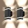 LMP 2 Pack LED Square Up and Down Lights Outdoor Wall Light，Body in Aluminum Waterproof Outdoor Wall Lamps，3000k 5W with Certificate ETL…