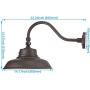 LEONLITE LED 14 Inch Gooseneck Barn Light, 4800lm 3000K Wet Location Rated, Photocell Included Swivel Head Dusk to Dawn Outdoor Wall Light, 40W Equivalent 250W ETL Certified, 5 Years Warranty-Brown