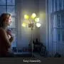Brightech Medusa LED Floor Lamp - Multi Head Adjustable Tall Pole Standing Reading Lamp for Living Room, Bedroom, Kids Room - Includes LED bulbs and White & Colored Interchangeable Shades – Brass/Gold
