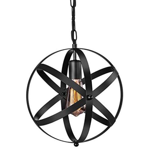 Industrial Pendant Light, Vintage Spherical Pendant Light Fixture with 39.3 Inches Adjustable Metal Chain 1 Pack