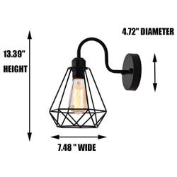 Black Metal Cage Wall Sconce, Wall Lamp Mounted Light Fixture Farmhouse Industrial Vintage for Bedroom Living Room Hallway Upstairs Indoor Bathroom Home Decoration 1 Pack 13 Inch CASILVON