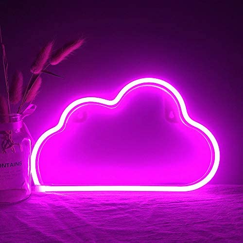 Pink Cloud Neon Signs Lights Battery USB Operated Sleeping Night Light Cloud Neon Night Light Marquee Signs Plug in Wall Art Decor for Baby Girl Bedroom Wedding Decoration Neon Light