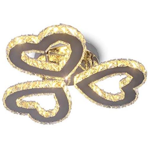 Modern Crystal Chandelier LED Ceiling Light 3-Heart Shape Chandelier Lighting Fixture Flush Mount Pendant Light for Bedroom Living Room Hallway Hobby,Warm White Modern Crystal Chandelier LED Ceiling Light 3-Heart Shape Chandelier Lighting Fixture Flush Mount Pendant Light for Bedroom Living Room Hallway Hobby,Warm White