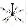 XIPUDA 8-Light Sputnik Chandelier Lighting Modern Sputnik Light Fixture Oil Black Mid Century Ceiling Chandeliers Industrial Sputnik Light for Bedroon Dinning Room and Office
