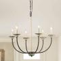 LOG BARN Farmhouse Chandelier, Dining Room Lighting Fixtures Hanging in Antique White, Rustic Metal Finish, 26'' Medium French Country Pendant for Foyer, Entryway, Bedroom