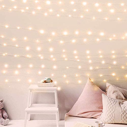 200 Led Fairy Lights 66Feet Starry String Lights Waterproof Firefly Lights Warm White on Copper Wire UL Adaptor Included, for Indoor Outdoor Christmas Decorative Patio Wedding Garden