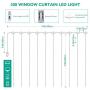 SUNNEST Window Curtain String Light 300 LED 8 Lighting Modes Fairy Lights Remote Control USB Powered Waterproof Lights for Christmas Bedroom Party Wedding Home Garden Wall Decorations,(Warm White)
