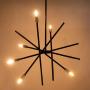 VILUXY Contemporary Chandelier Lighting Fixture 6-Light Sand Black Finish Mid-Century Pendant Lighting for Dining Room Bedroom Kitchen Living Room