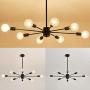 Mid Century 8-Lights Chandelier，Black Ceiling Light Fixture，Ceiling Lighting for Kitchen Dining Room Bedroom Living Room Kitchen Farmhouse
