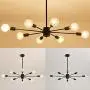 Mid Century 8-Lights Chandelier，Black Ceiling Light Fixture，Ceiling Lighting for Kitchen Dining Room Bedroom Living Room Kitchen Farmhouse