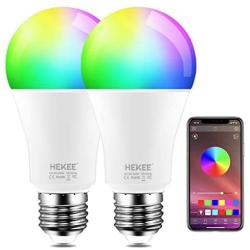 Color Changing LED Light Bulb 8W RGBW Controlled by APP, Sync to Music, Dimmable RGB Multi-Color 60 Watt Equivalent E26 Edison Screw (2 Pack)