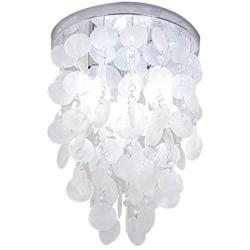 INJUICY Crystal Pendant Lights, Modern Shell E12 Led Ceiling Lamps for Bedroom Living, Dining Room, Cafe Bar, Hallway Decor