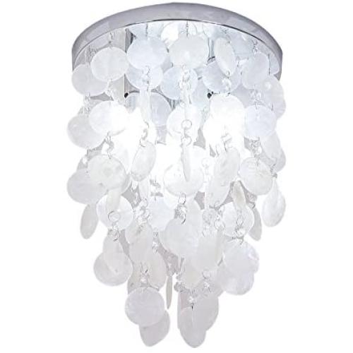 INJUICY Crystal Pendant Lights, Modern Shell E12 Led Ceiling Lamps for Bedroom Living, Dining Room, Cafe Bar, Hallway Decor