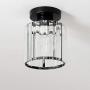 Mini Chandelier Crystal Ceiling Lighting Semi Flush Mount Ceiling Light Fixture Modern Crystal Pendant Light for Kitchen Island Dining Room Bedroom Hallway,E26/E27 Base,Black