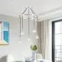 BONLICHT Modern Crystal Glass Chandelier 5 Light Kitchen Island Pendant Lighting Chrome Chandelier Linear Light Fixture Hanging Pendant lamp Contemporary Flush Mount Ceiling Light for Dining Room