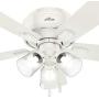 HUNTER 52152 Crestfield Indoor Low Profile Ceiling Fan with LED Light and Pull Chain Control, 42'', Fresh White