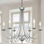 Derksic French Country Chandelier 6-Light Farmhouse Lighting Rustic Metal Candle Chandeleirs for Dining Room Living Room Bedroom Kitchen Foyer, Brushed Silver Gray Finish