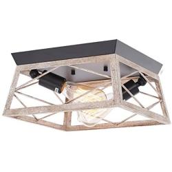 HMVPL Flush Mount Close to Ceiling Light, Farmhouse Industrial Lighting Fixtures Mini Ceiling Lamp 2-Light for Kitchen Island Dining Room Bedroom Foyer Hallway