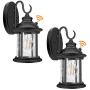 2-Pack Dusk to Dawn Sensor Outdoor Wall Lantern, Exterior Wall Sconce Porch Light Fixture with E26 Socket, 100% Anti-Rust Aluminum Waterproof, Clear Glass Matte Black Wall Lamp for Doorway Garage