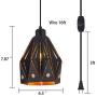 YLONG-ZS Farmhouse Pendant Light Rustic Swag Lights with Plug in 16.4 FT Cord and On/Off Dimmer Switch, Black and Gold Metal Hanging Pendant Lamps for Dining Room Bedroom Foyer Hallway Kitchen Island